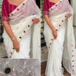 Super Sonic Crush Saree with Velvet & Pearl Work