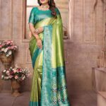 Superior And Premium Pure Banarasi Tissue Silk Saree With Contrast Paithani Border
