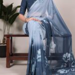 Two Shadow Weightless Printed Saree | Floral Lace Border Ethnic Drape