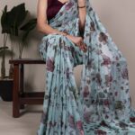 Lurex Floral Viscose Brasso Hit Design Sarees