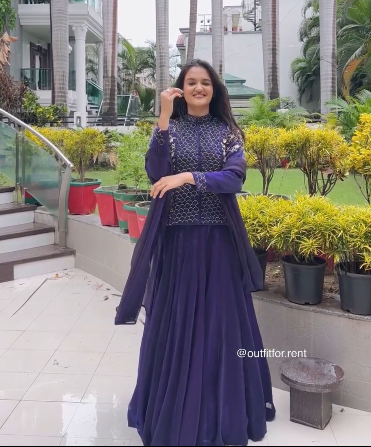 Gorgeous Fendi Satin Kurta Lehenga Dupatta with Heavy Embroidery Detailing - Image 2